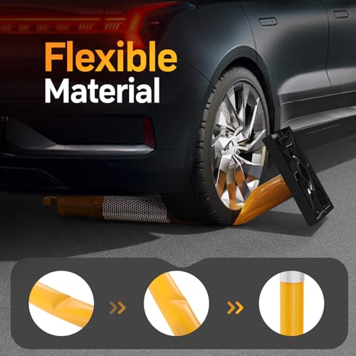 BATTIFE 45 Inch Traffic Cones Delineator Posts with Base Yellow 3 Pcs - color: Yellow