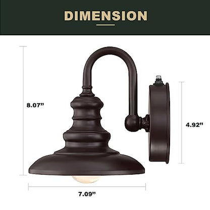 LONEDRUID Dusk to Dawn Sensor Outdoor Gooseneck Barn Light Fixture Brown - color: Brown