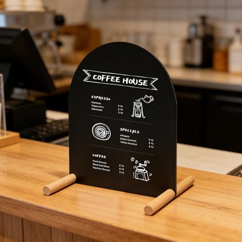 Tabletop Menu Display Stand with Writable Board and Magnetic Holders - size: A5 Horizontal (11 × 6.7 in)