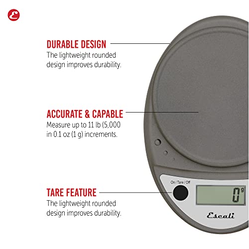 Escali Primo Digital Food Scale Multi-Functional Kitchen Scale and Baking Scale for Precise Weight Measuring and Portion Control, 8.5 x 6 x 1.5 inches, Metallic - color: Metallic