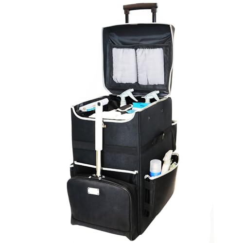 Cleaning Carts on Wheels with Removable Cleaning Caddy, Professional House Cleaning Caddy on Wheel, Cleaning Bag with Handle for Housekeepers,Cleaning Supplies Organizer Caddy (Large)