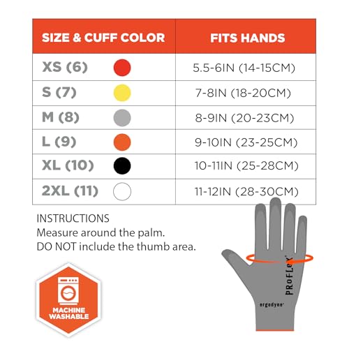 Ergodyne ProFlex 7024 Cut Resistant Work Gloves, ANSI A2, PU Coated Palms for Flexible No Slip Grip, Abrasion Resistant, 13g, Touchscreen Capable, Gray, Large - size: Large