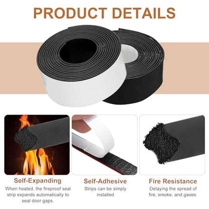 Smoke Fire Seal Strip 9.8Ft 45mm/1.77" Wx 2mm/0.08" T Black - color: Black, size: 9.8FT x 45mm / 1.77" W x 2mm / 0.08" T