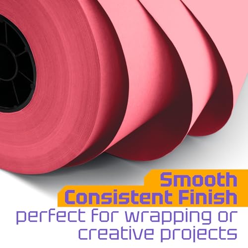 USA Made 18" x 8640" (720 ft) Pink Kraft Paper Roll, Large Size - color: Pink, size: 1 Roll