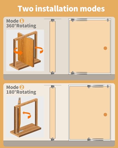 Heavy Duty Pivot Hinge for Wood Door with 360 Degree Rotation,Ideal for Hidden Bookcase Doors and Secret Doors,Invisible Pivot Door Hardware for Bookshelf.