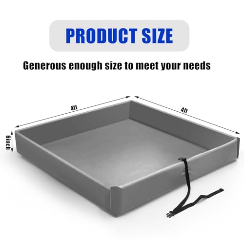 Wettarn 1 Pcs Folding Duck Pond 4’ x 4’ Portable Spill Containment, Gray - color: Gray, size: 4*4ft