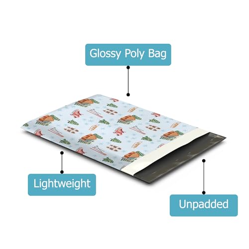 10x13 (100) Winter Snow Day Christmas Designer Poly Mailers Self Sealing Waterproof Shipping Envelopes Holiday Premium Printed Bags For Small Businesses - color: Snow Day, size: 10x13