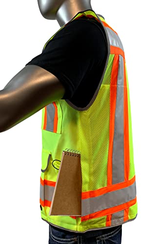 VERO1992 Class 2 Heavy Woven Two Tone Engineer Hi Viz - color: Yellow, size: XX-Large-3X-Large
