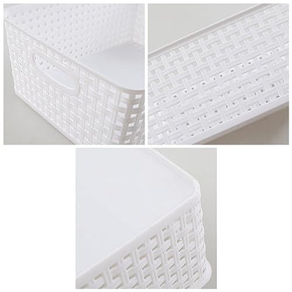 Plastic Storage Baskets for Shelf, 4 Packs - color: Medium White