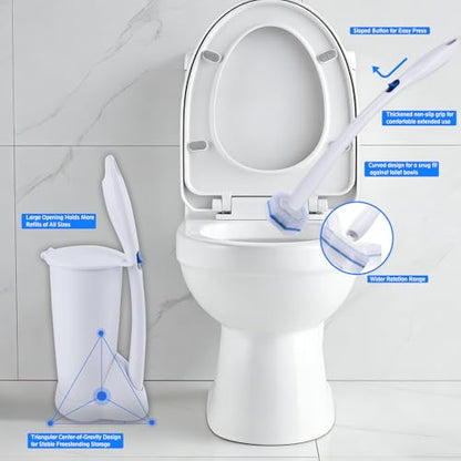Disposable Toilet Brush and Holder Set, 50pcs Thick Refills for Clorox Wand - size: Toilet Brush + 50 Refills