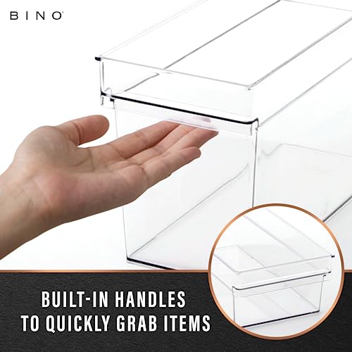 BINO | Plastic Storage Bins, Medium | THE HANDLER COLLECTION | Multipurpose Organizer Bins | Kitchen Pantry Organizers and Storage | Clear Containers for Organizing Home | Freezer Organizer - size: 2PK MEDIUM - 14 x 6 x 4