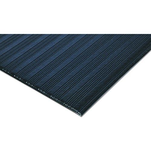 Crown Ribbed Vinyl Anti-Fatigue Mat, 24" x 36", Black Ribbed Surface