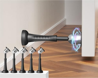 5PCS Magnetic Door Stop, 3.94Inch Spring Door Stoppers for Wall - color: Black