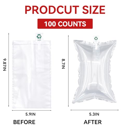 Air Bags for Packing,Inflatable Air Pillows for Shipping with Pump,Package Fillers to Keep Shape,Reseller Supplies to Packing Peanuts Purse Stuffers (5.91 × 9.84 inches/100pcs) - size: 5.91 × 9.84 inches/100pcs