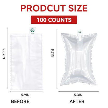 Air Bags for Packing,Inflatable Air Pillows for Shipping with Pump,Package Fillers to Keep Shape,Reseller Supplies to Packing Peanuts Purse Stuffers (5.91 × 9.84 inches/100pcs) - size: 5.91 × 9.84 inches/100pcs