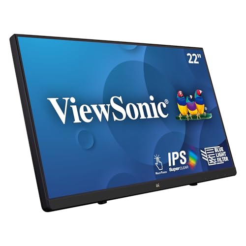 ViewSonic TD2230 22 Inch 1080p Touch Screen Monitor, 10-Point Multi-Touch for Retail POS and Kiosks, Durable 7H Scratch-Resistant Glass, 100x100 mm VESA Compatible, HDMI, and DisplayPort Inputs - style: 22-Inch