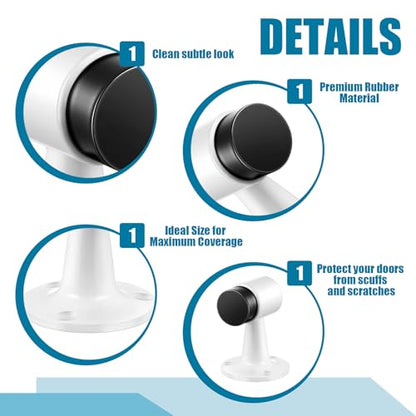 Yaocom 2 Pack Heavy Duty Floor Mounted Door Stop 3 in Aluminum Commercial Grade Door Stopper with Rubber Bumper & Stainless Steel Screws (White) - color: White