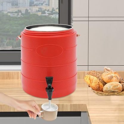 Insulated Beverage Dispenser 3 Gal/6.6Gal, Stainless Steel Commercial Drink Dispenser with Spigot, 24H Hot/Cold Thermal Carafe for Coffee, Tea, Water, Parties (Red, 6.6Gal/25L) - color: Red, size: 6.6Gal/25L