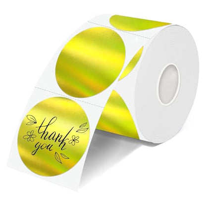 2 Inch Round Holographic Thermal Labels, Waterproof Direct Thermal Stickers, Self-Adhesive Circle Label for Small Business DIY Logo QR Code, Gold (200 Pcs/Roll) - color: Holographic Gold, size: 2 Inch
