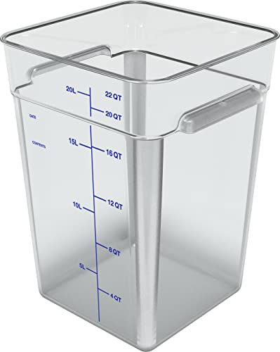 Carlisle FoodService Products Squares Square Food Storage Container with Stackable Design for Catering, Buffets, Restaurants, Polycarbonate (Pc), 22 Quarts, Clear