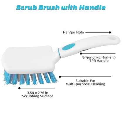 3 Pack Scrub Brush Set, Heavy-Duty Scrub Brushes for Cleaning Bathroom