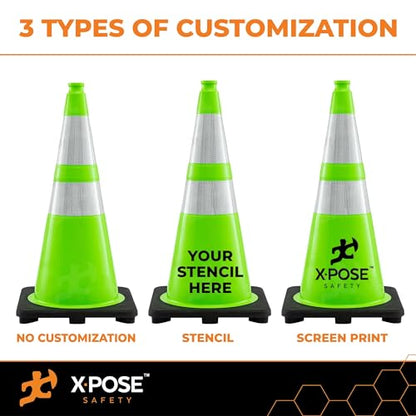 Xpose Safety 28” Lime Green Traffic Cone - 24 Pack - color: Lime, size: 28" 7lb. Cone