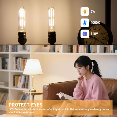 Dimmable E26 T10 LED Bulb Tube Light Bulbs 6W,4000K Neutral White 600LM - color: Neutral White 4000k, size: 5 Inch-4 Count