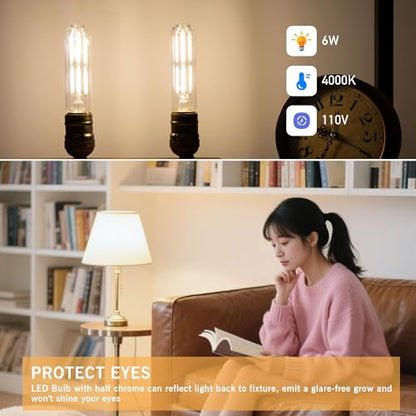 Dimmable E26 T10 LED Bulb Tube Light Bulbs 6W,4000K Neutral White 600LM - color: Neutral White 4000k, size: 5 Inch-4 Count