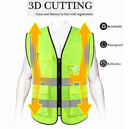 HYCOPROT High Visibility Safety Reflective Vest with Pockets and Zipper, Meets ANSI/ISEA Standards - color: Yellow, size: Small