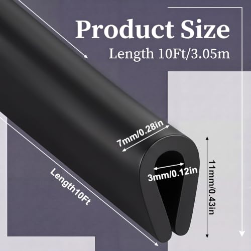 Tondiamo Rubber U Channel Edge Trim, Door Seal Strip - color: Black, size: 10.01 Feet,1/8 Inch