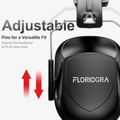 Floriogra Noise Reduction Ear Muffs, NRR 34dB Ear Protection for Adults - color: Black Red