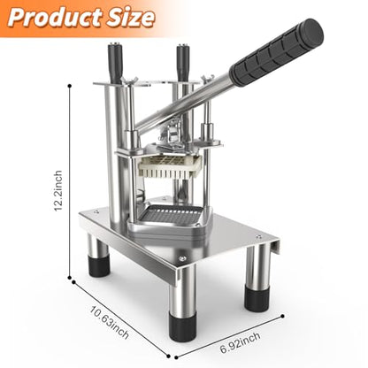 French Fry Cutter, Commercial Vegetable Chopper Potato Cutter with 3 Stainless Steel Blades (1/4", 3/8", 1/2"), Non-Slip Suction Base, Great for Potato, Carrot, Cucumber, Air Fryer & Restaurant Prep