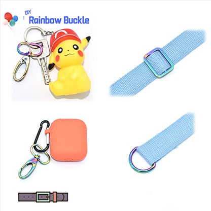 Rainbow Swivel Hook Claw Clasp - 25mm Slide Strap Buckle D Ring Adjuster Buckle for Dog Collar Backpack Purse Hardware - color: Rainbow