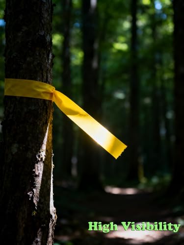 Yellow Flagging Tape - Non-Adhesive Hi-Vis Plastic | 5 Rolls (1" x 500') | Fade-Resistant for Surveyor, Tree Marking, Hunting Trail, Boundaries & Hazardous Areas Workplace - color: Yellow