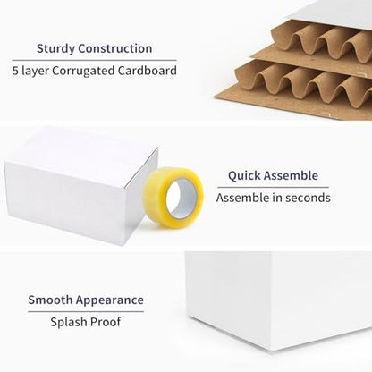 Shipping Boxes 8X6X4 Set of 18, Double Wall White Corrugated Cardboard Box for Mailing Business Packaging - size: 8x6x4 Inches