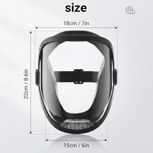 UCC LIFE Full Face Protective Shield Anti-Fog Impact Resistant Adjustable Mask (Black) - color: Black
