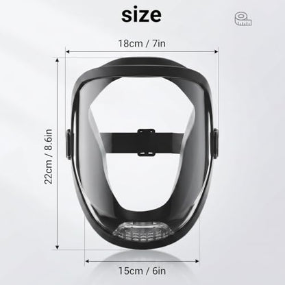 UCC LIFE Full Face Protective Shield Anti-Fog Impact Resistant Adjustable Mask (Black) - color: Black