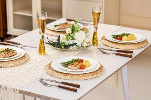 Bone China Dinnerware Set for 4, 12 Pcs Plates and Bowls, Pure White - color: Ivory