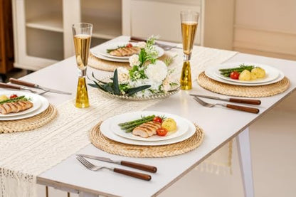 Bone China Dinnerware Set for 4, 12 Pcs Plates and Bowls, Pure White - color: Ivory