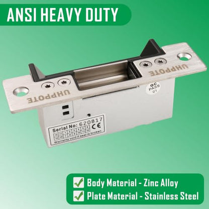 UHPPOTE ANSI Electric Strike Door Lock Lactch Fail Secure Heavy Duty 12VDC