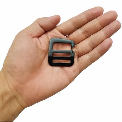 Zinc Alloy G Hook Wave Buckles with Adjustable Spring Door, Tactical Carabiner Backpack Strap Clip Buckle Adjustable Webbing G Shaped Belt Bag Buckle Clips Replacement for 1" Belt - color: Black