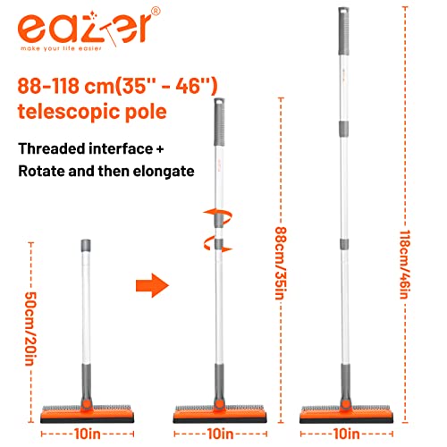Eazer 46'' Professional Window Cleaner Tool, 2-in-1 Rotatable Squeegee for Window Cleaning Kit, Window Washing Equipment Kit with Threaded Extension Pole(20''-46'') for Shower/Windshield.