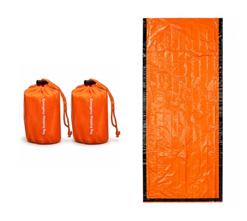 NovaMedic Emergency Sleeping Bag – 84"x36" Thermal Mylar Survival Bivy Sack – Waterproof, Lightweight & Compact Emergency Blanket for Camping, Hiking, Outdoor Survival & Travel - size: Pack of 2