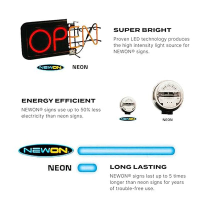 Newon LED Open Sign with 6.5-Inch Font, 3 Color Wave, and Flashing Effects (4783) - style: 6.5 Inch Font
