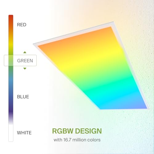ASD 2x4 RGBW Smart LED Flat Panel Light, 3500K 4000K 5000K UL 2 Pack - color: RGBW, size: 2X4
