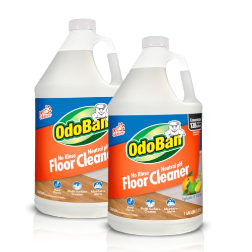 OdoBan Pet Solutions No Rinse Neutral pH Floor Cleaner Concentrate, Made in the USA, Splash O' Citrus Scent, 2 Gallons - size: 128 Fl Oz (Pack of 2)