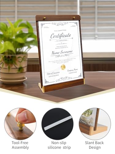 Tabletop Acrylic Sign Holder 8.5 x 11, Clear Slant Back Sign Stand - size: 8.5X11 Inch