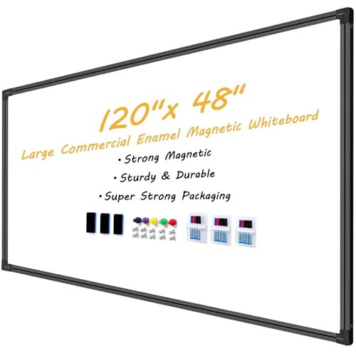 Magnetic Dry Erase Board for Wall 120"x48" Premium Belgian Enamel Whiteboard - Commercial Grade Porcelain Wall-Mounted Board - Zero Ghosting, Stain-Resistant Surface for Office, Home, Classroom - color: Black, size: 120"X 48"