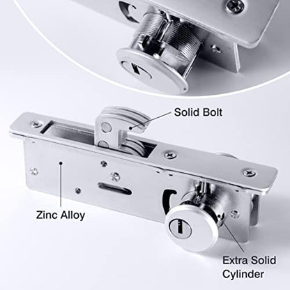 UpjiaFlarish Mortise Lock Cylinder Deadbolt - Commercial Door Locks Storefront Door Lock & Double Keyed Cylinder Set 1-1/8" Backset Hook Tongue for Home Security with 5 Keys