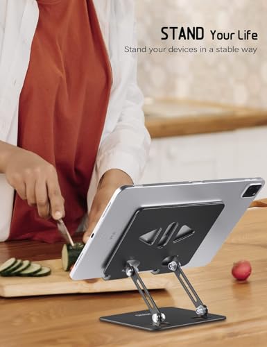 Aoviho Tablet Stand for Desk,Adjustable Tablet Holder,Black - color: Black